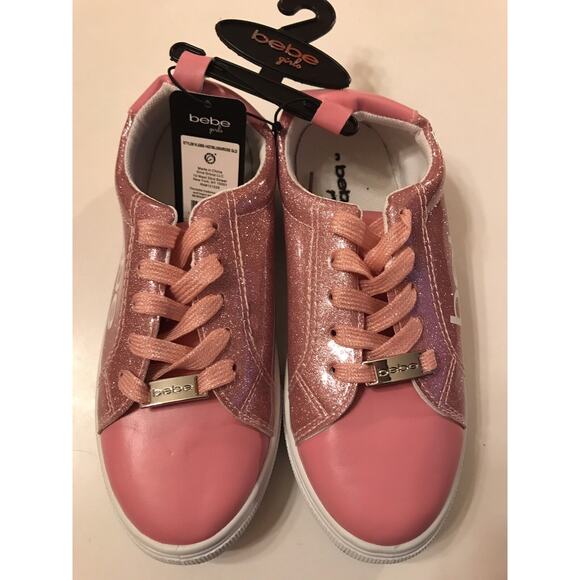 bebe Other - Bebe Girl's Sneakers Shiny Glitter Blush/Rose Gold Size 3 New